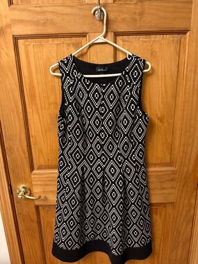 ALYX Black and White Sleeveless Geometric Knit  Dress